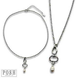 Chain necklace with pearl drop