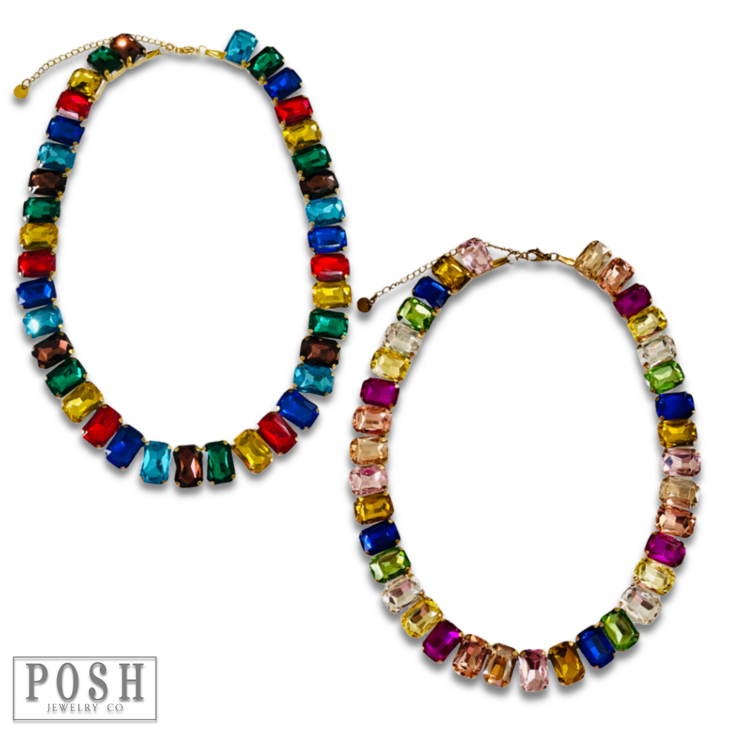 Multi-color rhinestone necklace