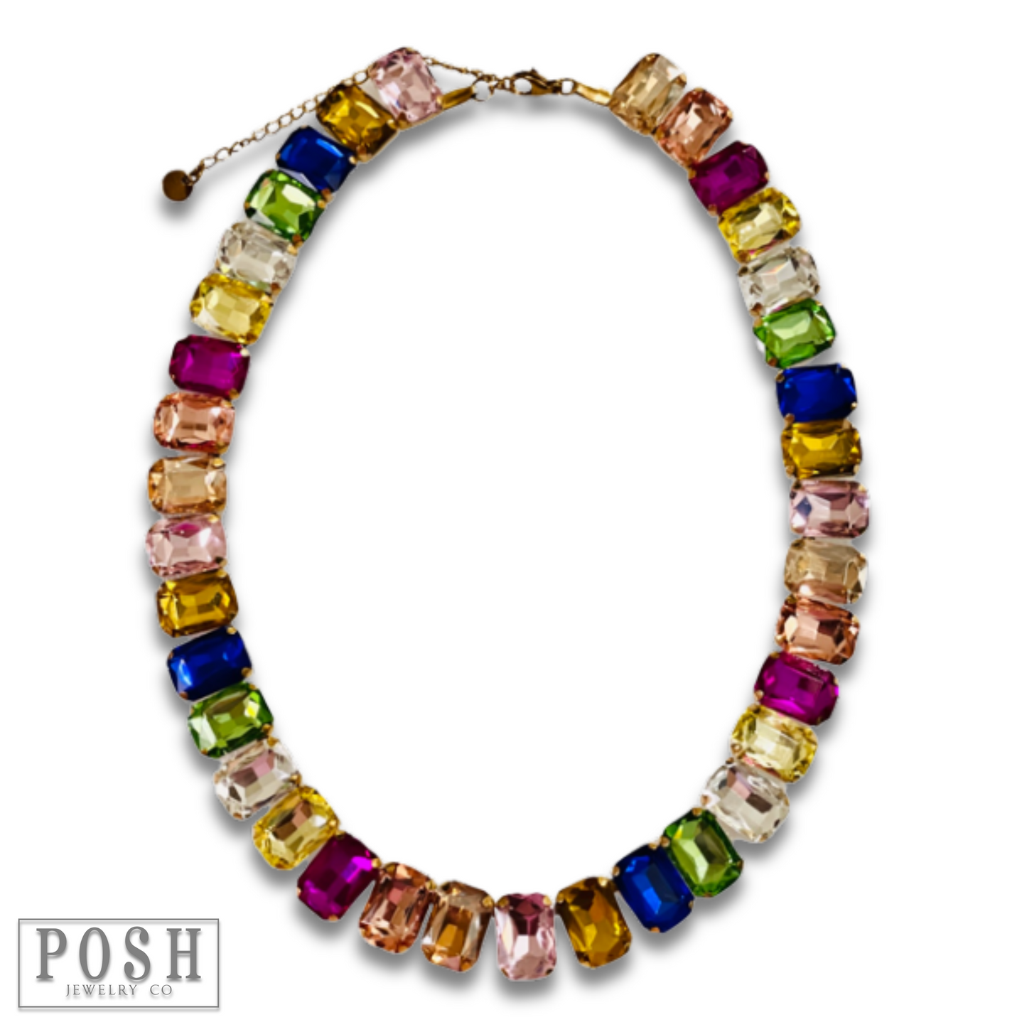 Multi-color rhinestone necklace