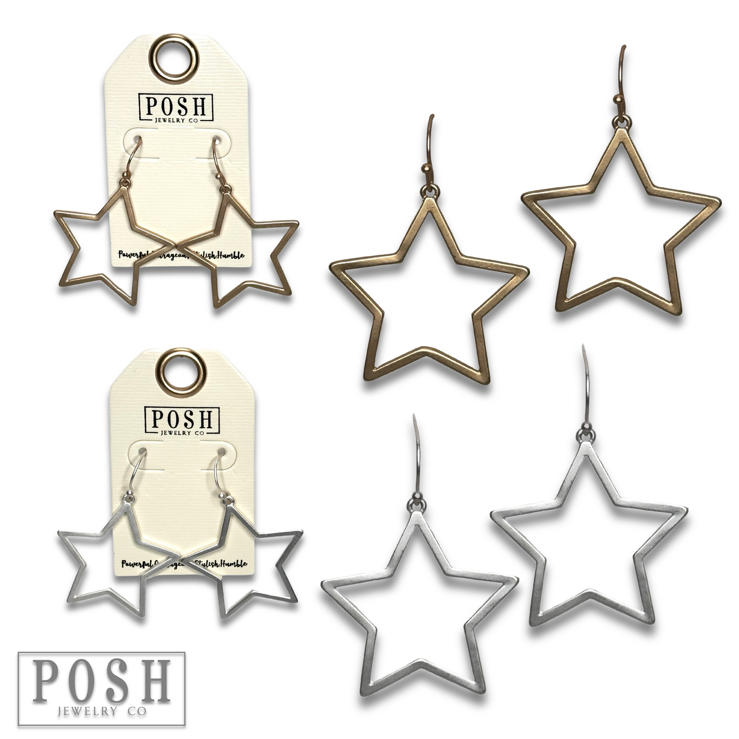 Matte finish open star earring