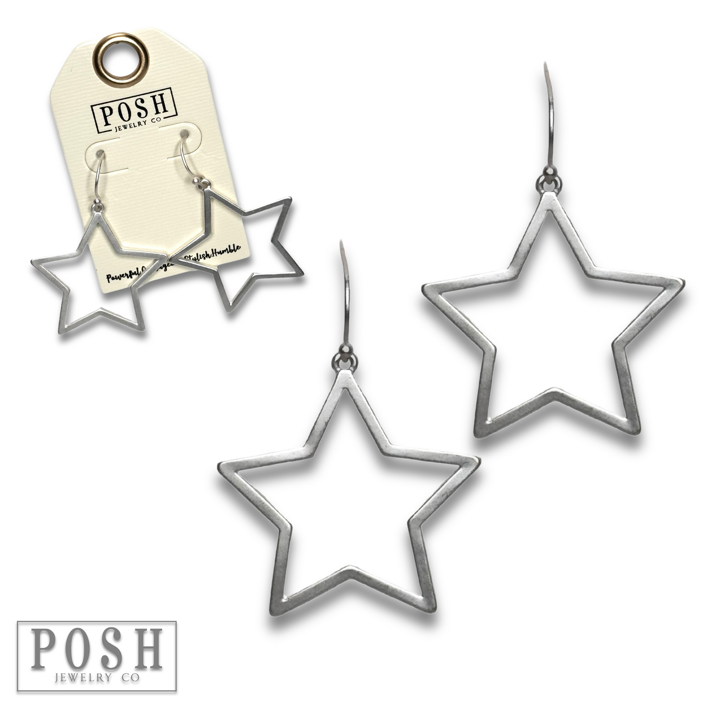 Matte finish open star earring