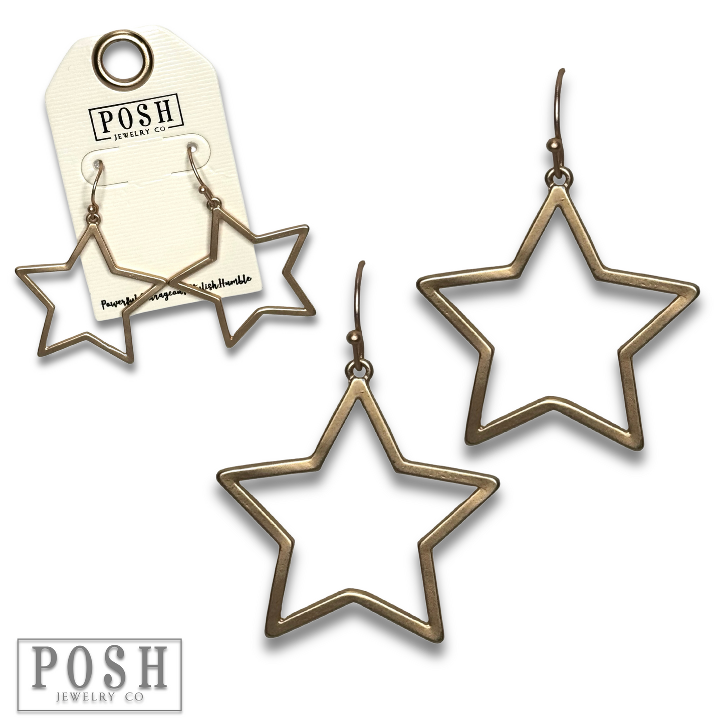 Matte finish open star earring