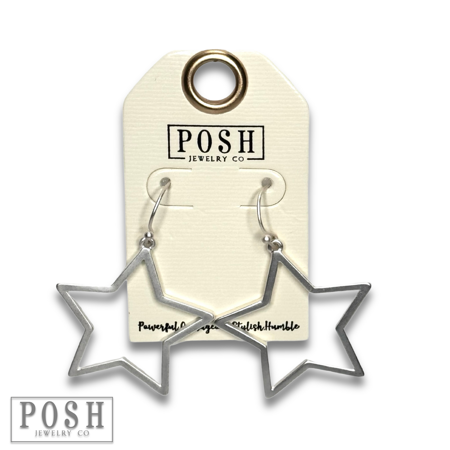 Matte finish open star earring