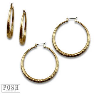 Textured metal hoop earring