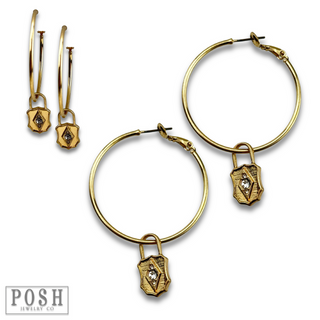 Hoop earring with lock charm