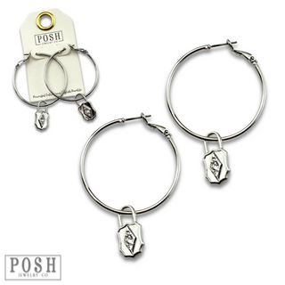 Hoop earring with lock charm