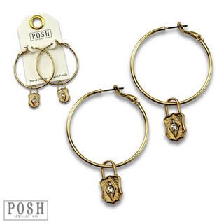 Hoop earring with lock charm