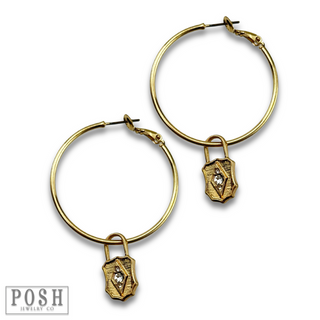 Hoop earring with lock charm