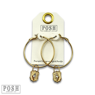 Hoop earring with lock charm