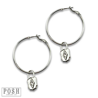 Hoop earring with lock charm
