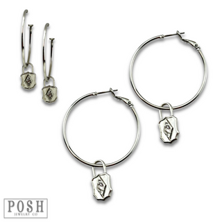 Hoop earring with lock charm