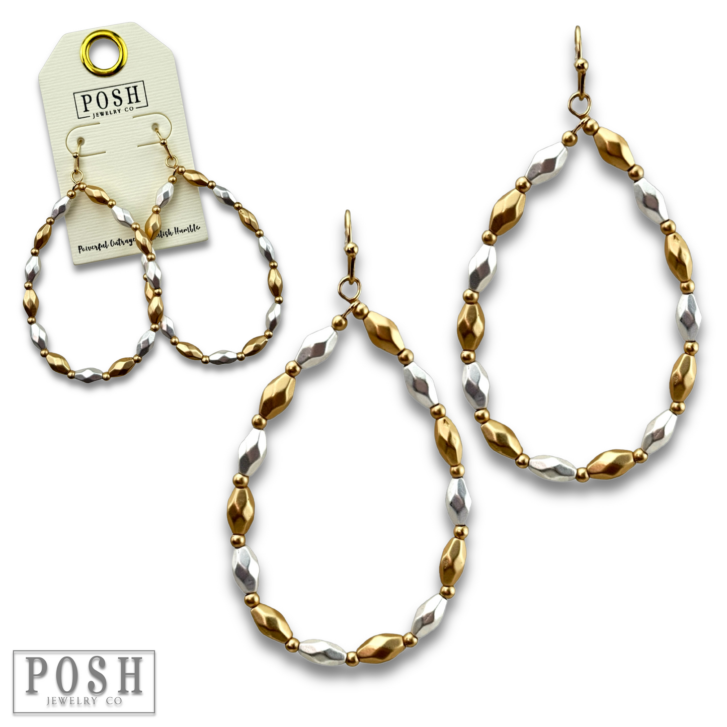 Rice bead teardrop earring, last call