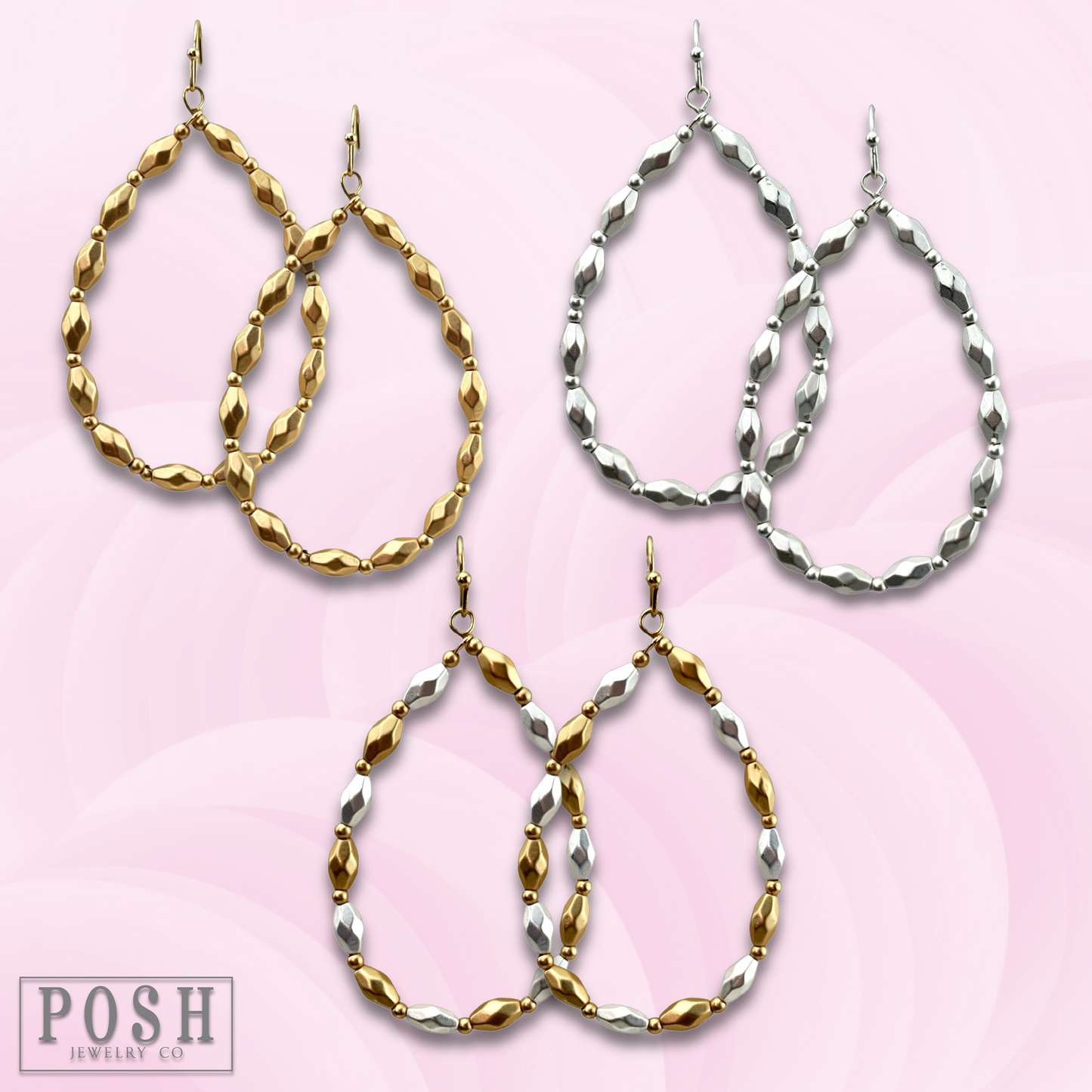 Rice bead teardrop earring, last call