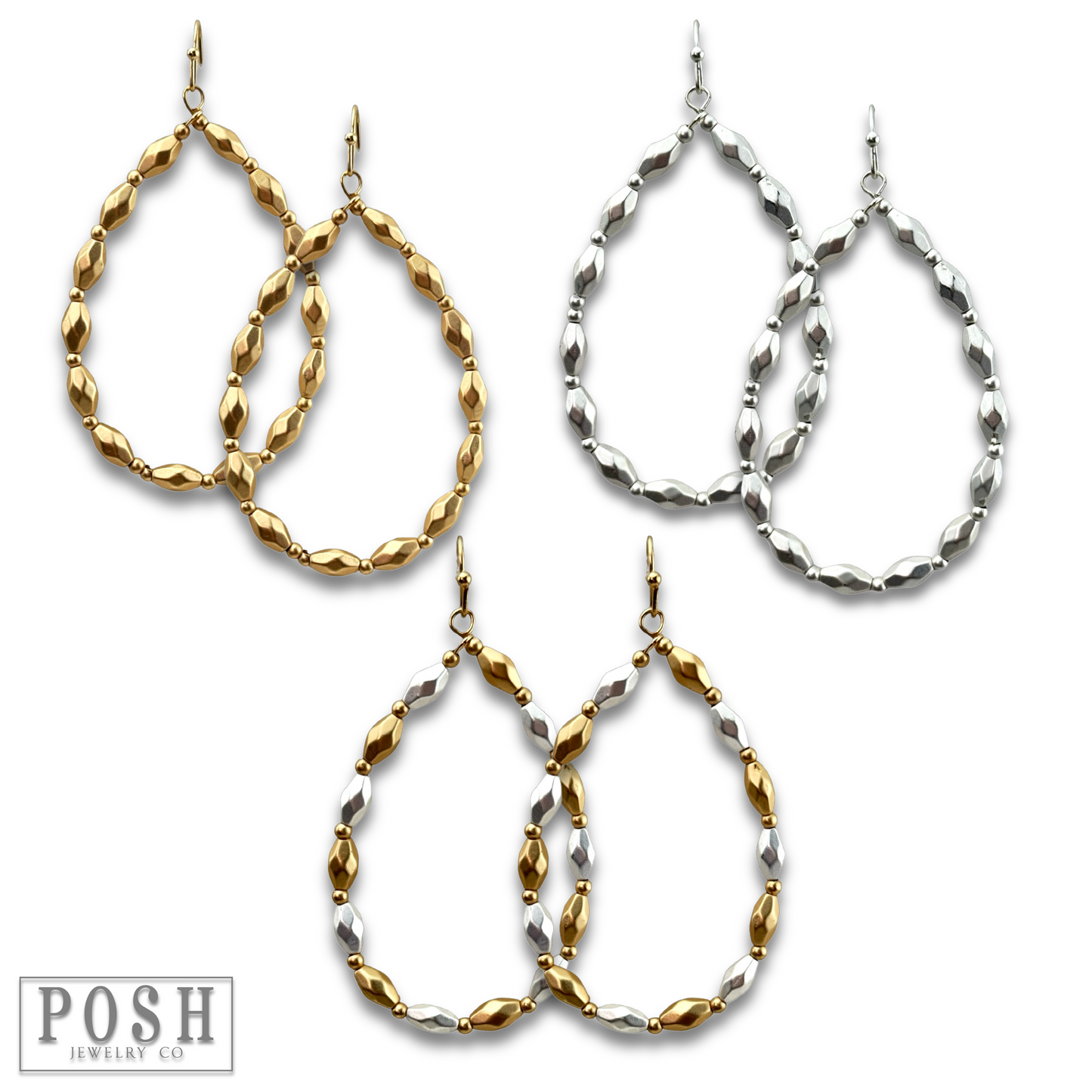 Rice bead teardrop earring, last call