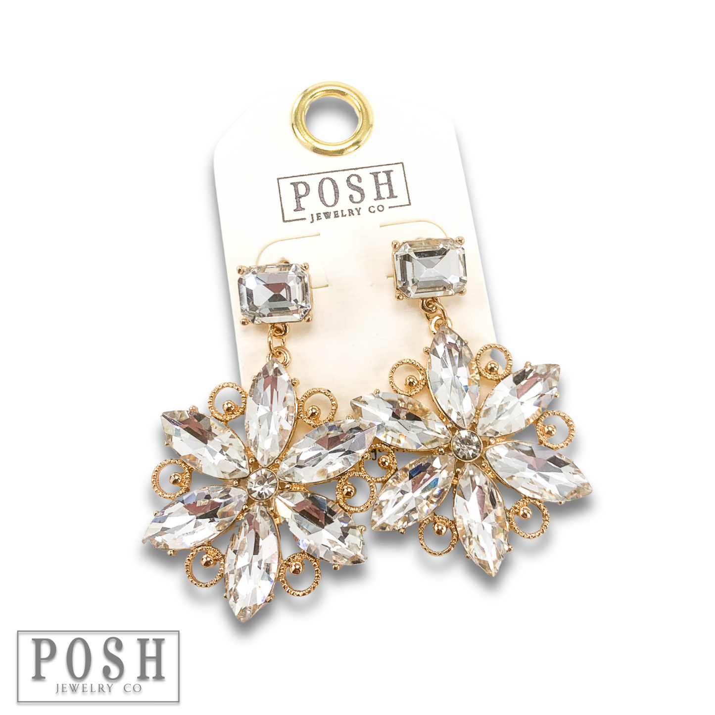 Rhinestone flower shape earring, last call