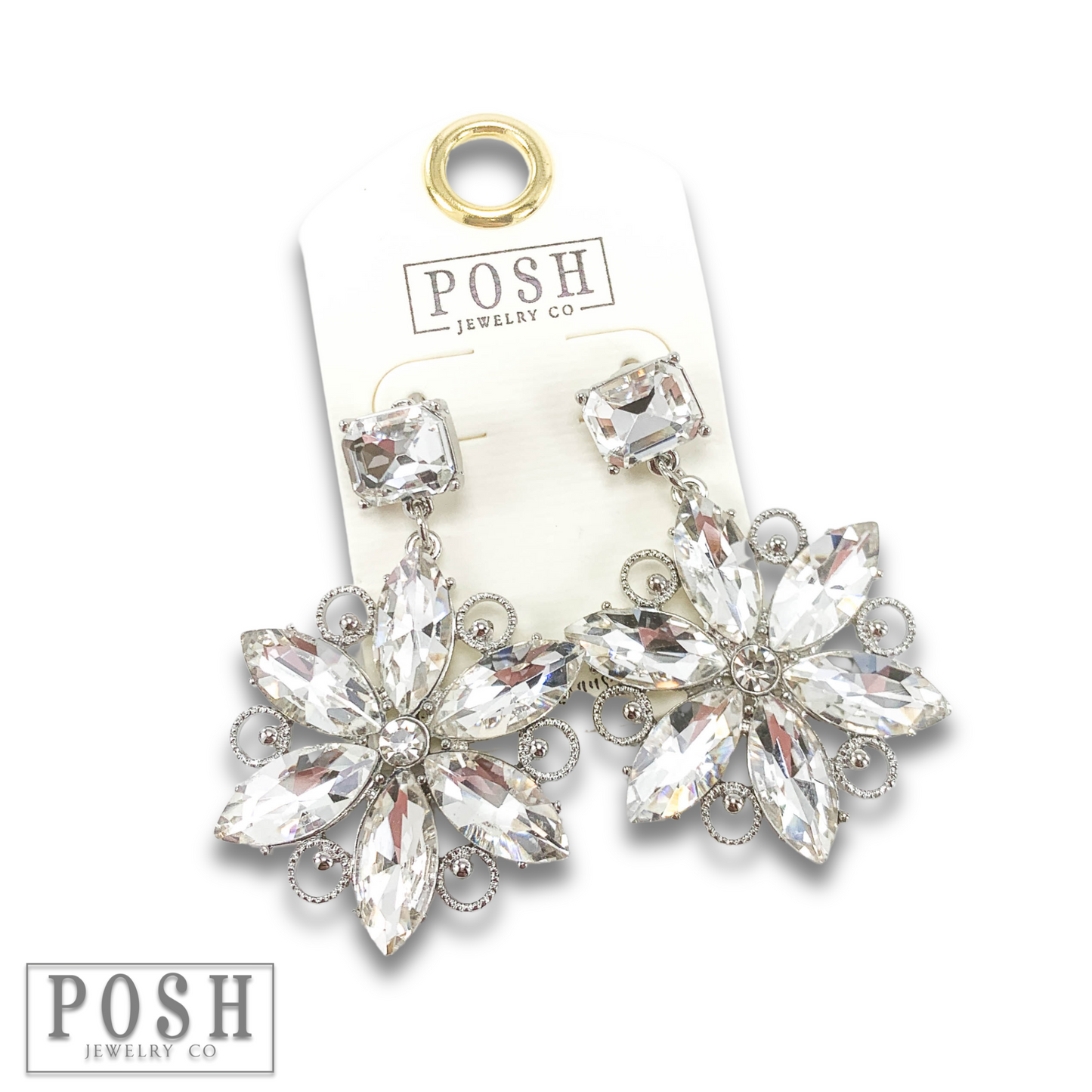 Rhinestone flower shape earring, last call