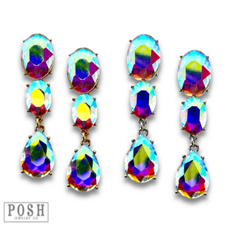 Rhinestone oval and teardrop earring