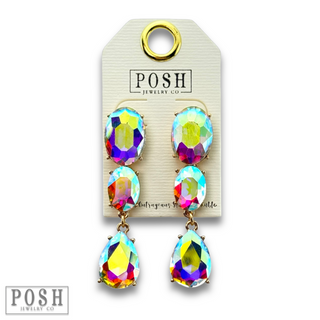 Rhinestone oval and teardrop earring