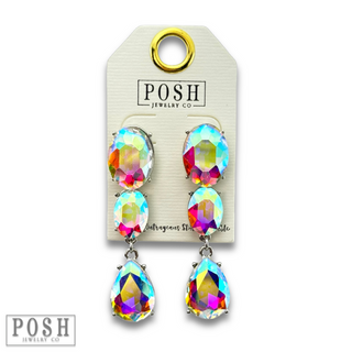 Rhinestone oval and teardrop earring