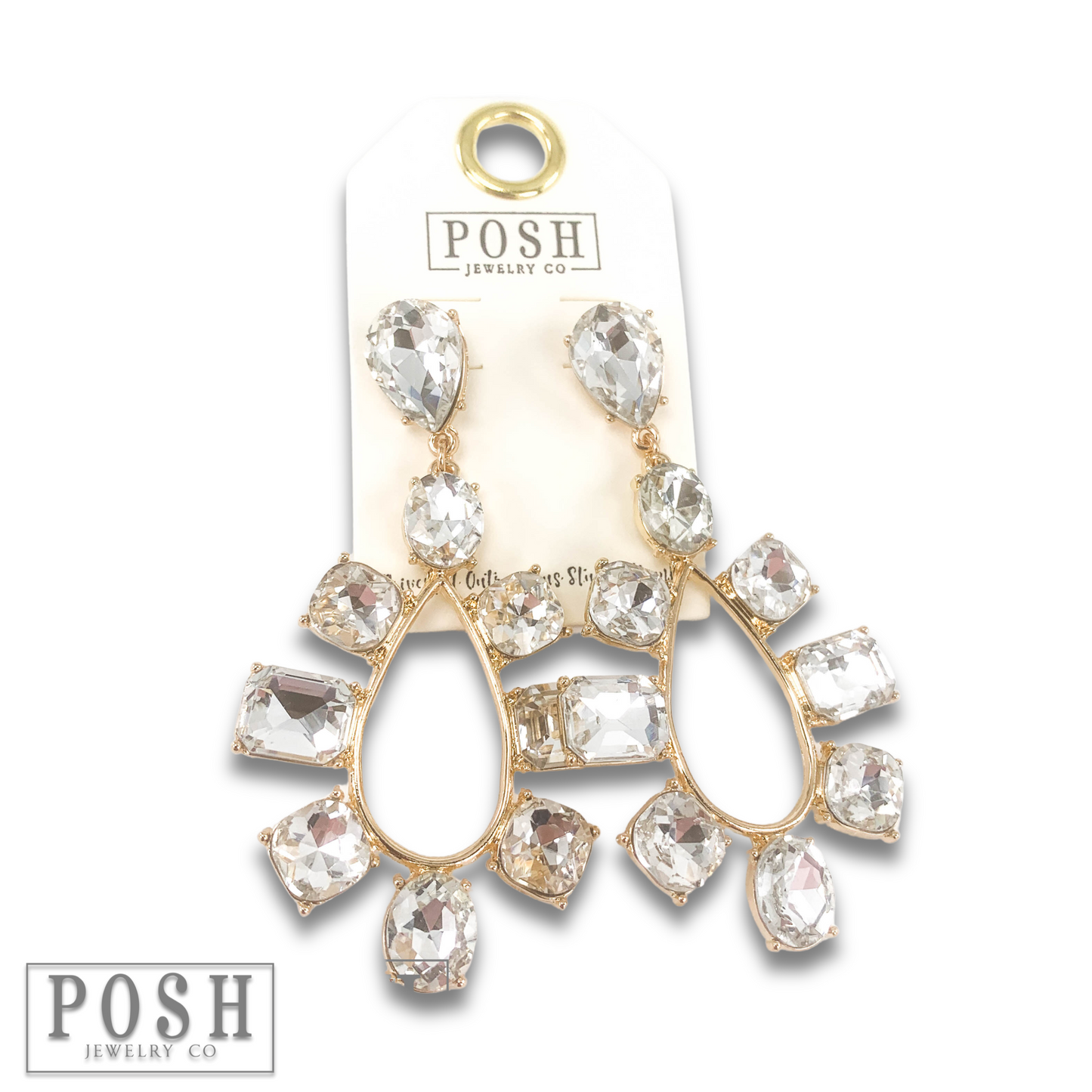 Rhinestone earring on teardrop post