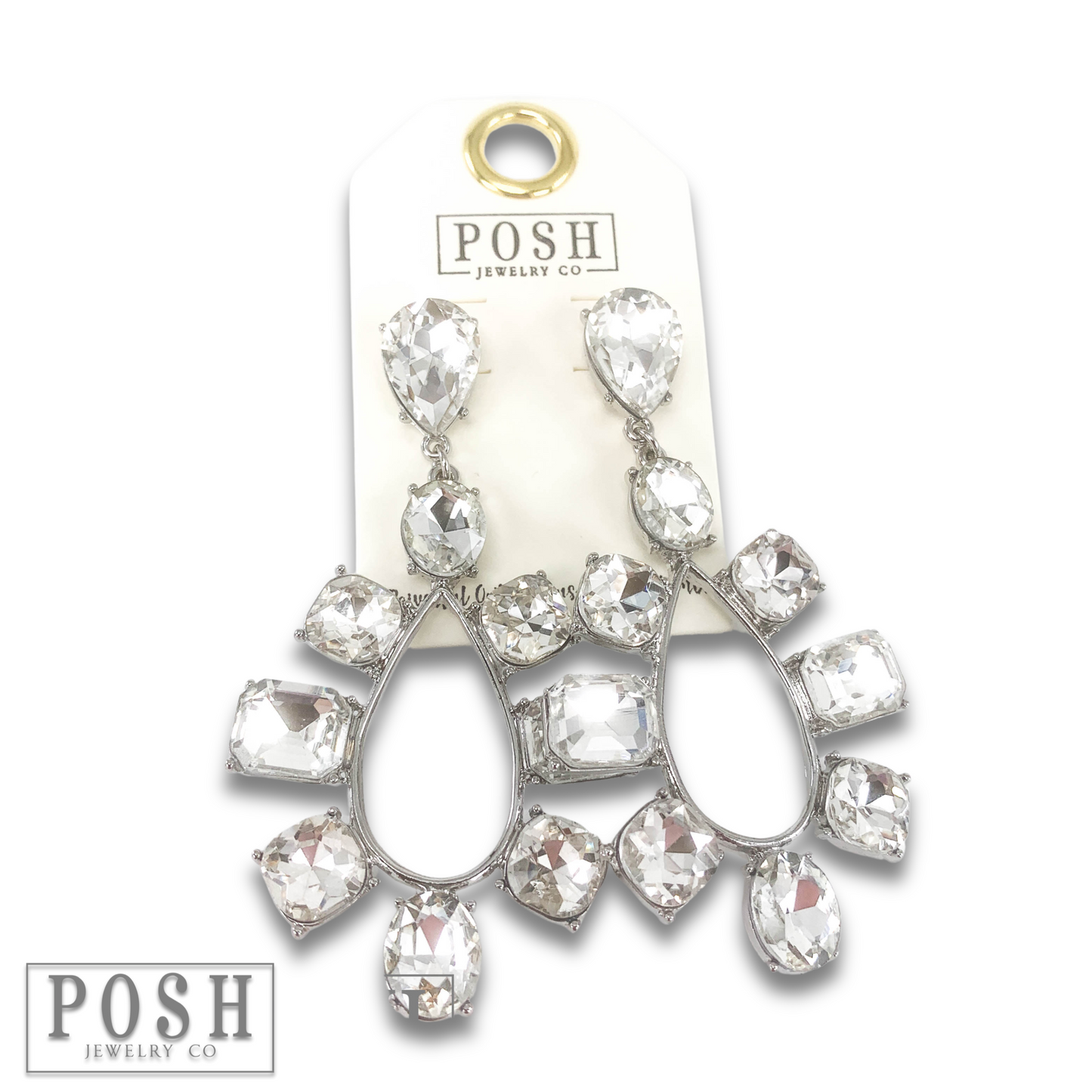 Rhinestone earring on teardrop post