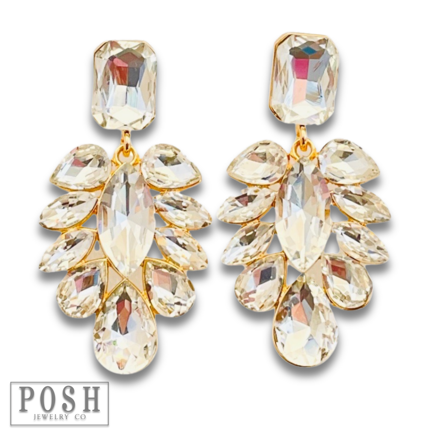 Teardrop rhinestone statement earring
