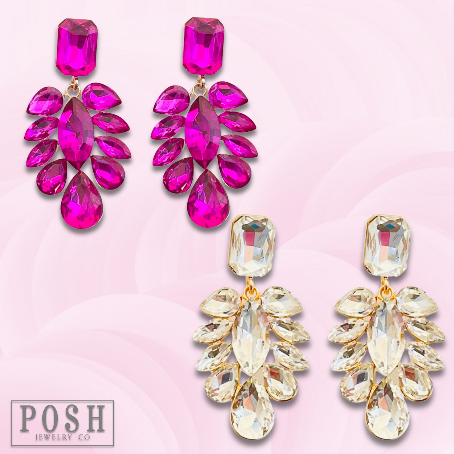 Teardrop rhinestone statement earring