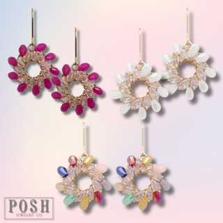Beaded flower on french wire earring