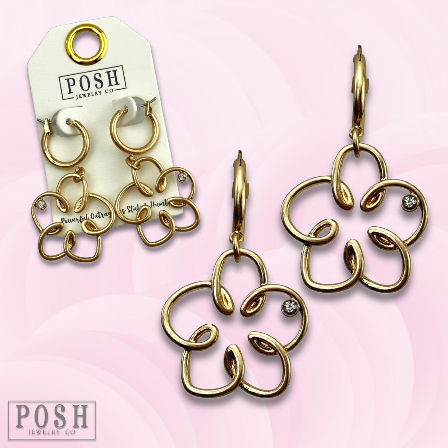 Wire flower hoop earring