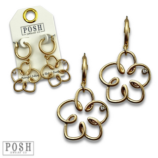 Wire flower hoop earring