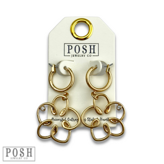 Wire flower hoop earring