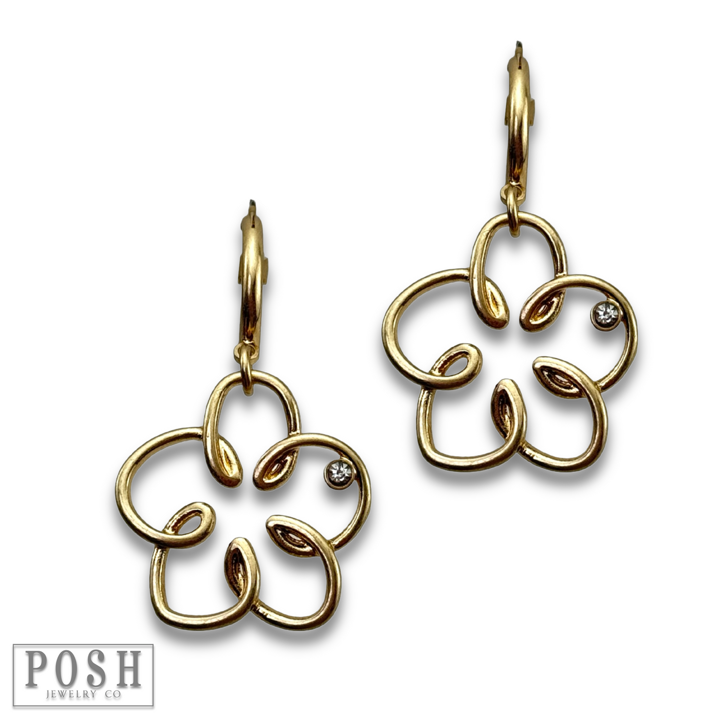 Wire flower hoop earring
