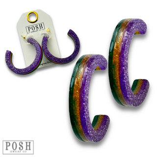 Mardi Gras hoop earring