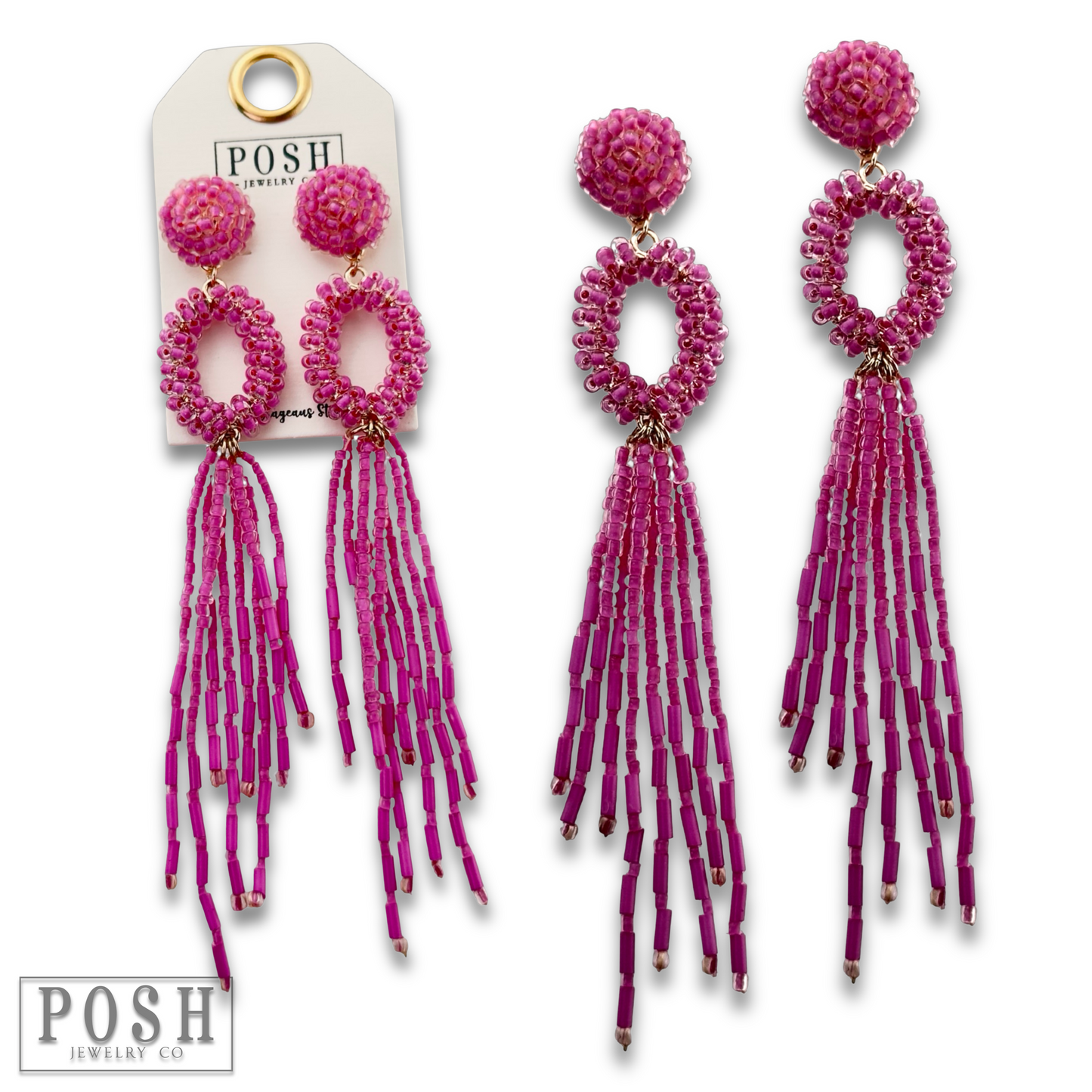 Bead fringe earring