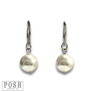 Pearl drop hoop earring