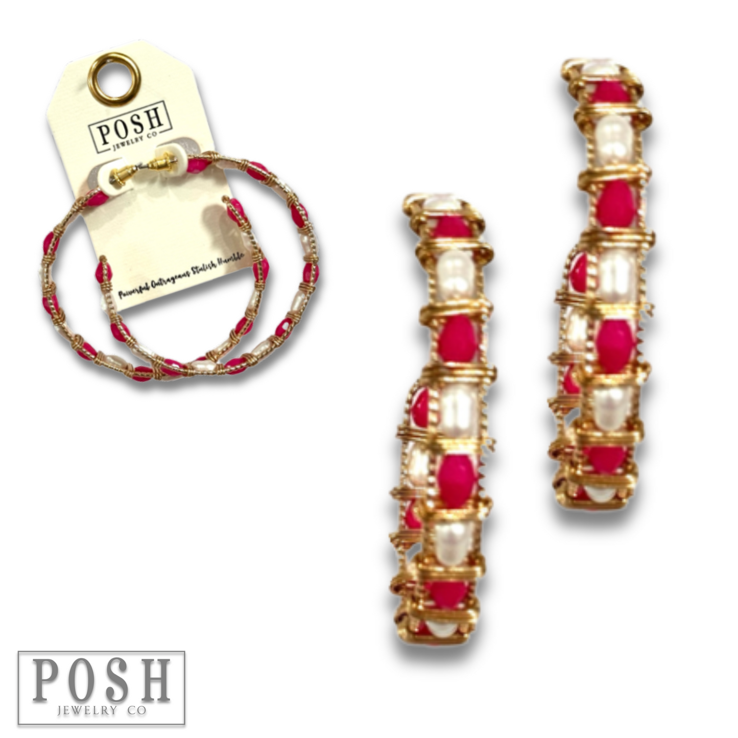 Wrapped bead hoop earring