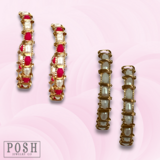 Wrapped bead hoop earring