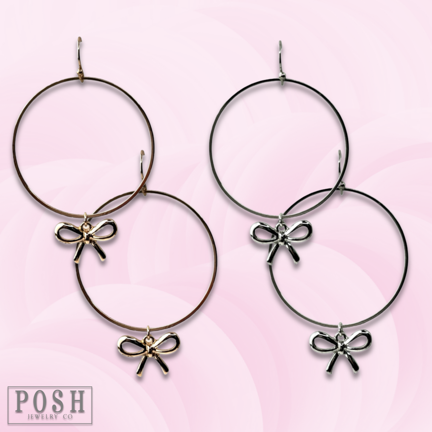 Bow charms on a circle hoop earring