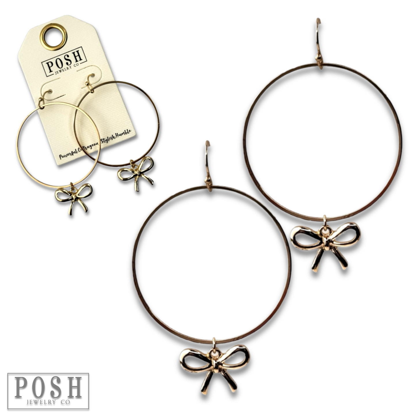 Bow charms on a circle hoop earring