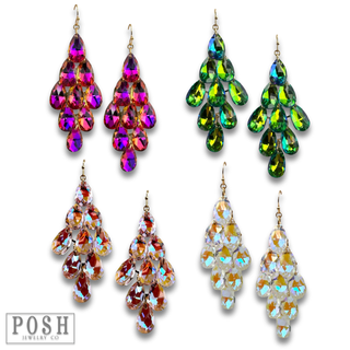 Sparkling teardrop bead chandelier earrings