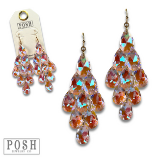 Sparkling teardrop bead chandelier earrings