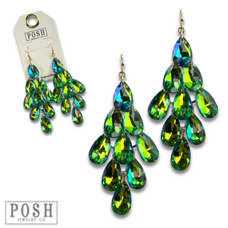 Sparkling teardrop bead chandelier earrings