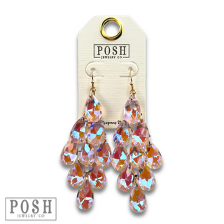 Sparkling teardrop bead chandelier earrings