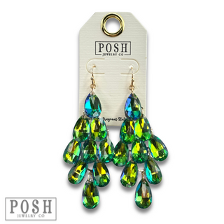 Sparkling teardrop bead chandelier earrings