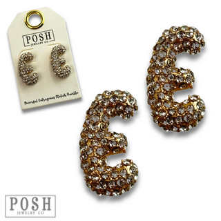 Rhinestone initial post earring