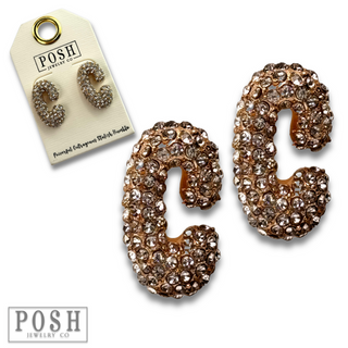 Rhinestone initial post earring