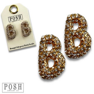 Rhinestone initial post earring