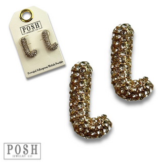 Rhinestone initial post earring