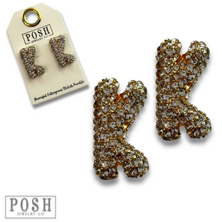 Rhinestone initial post earring