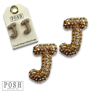 Rhinestone initial post earring